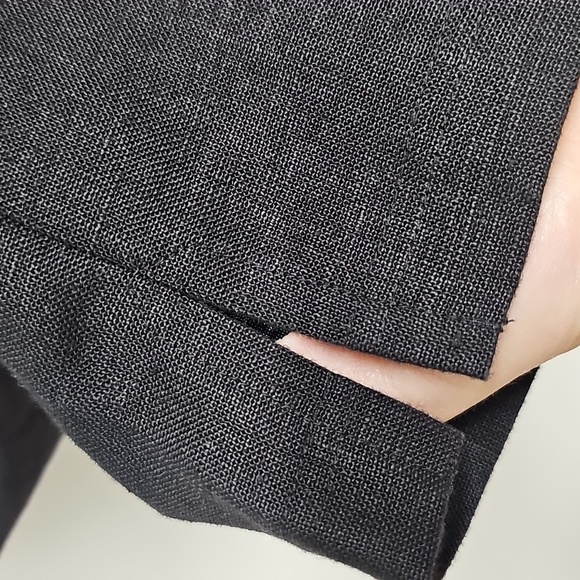 Eileen Fisher Black Linen Slim Ankle Pant, Side Zip, New, Size Medium - Picture 3 of 13